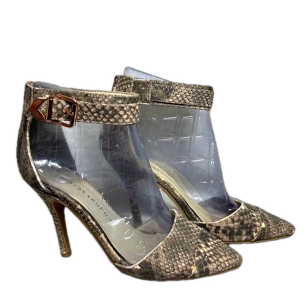 Chinese Laundry Faux Snakeskin Ankle Strap With Rose Gold Hardware